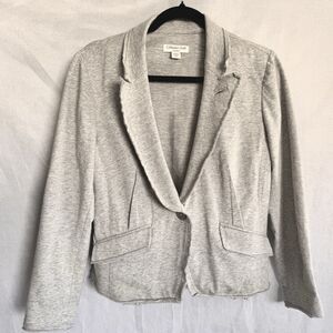 Coldwater Creek Classic Knit Blazer Gray Jacket Women's Size Petite 12 Casual.